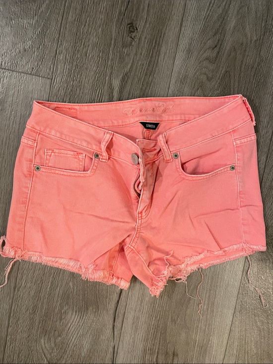 American Eagle Outfitters Pants - American Eagle Outfitters Coral Pink Raw Hem Denim Shorts
